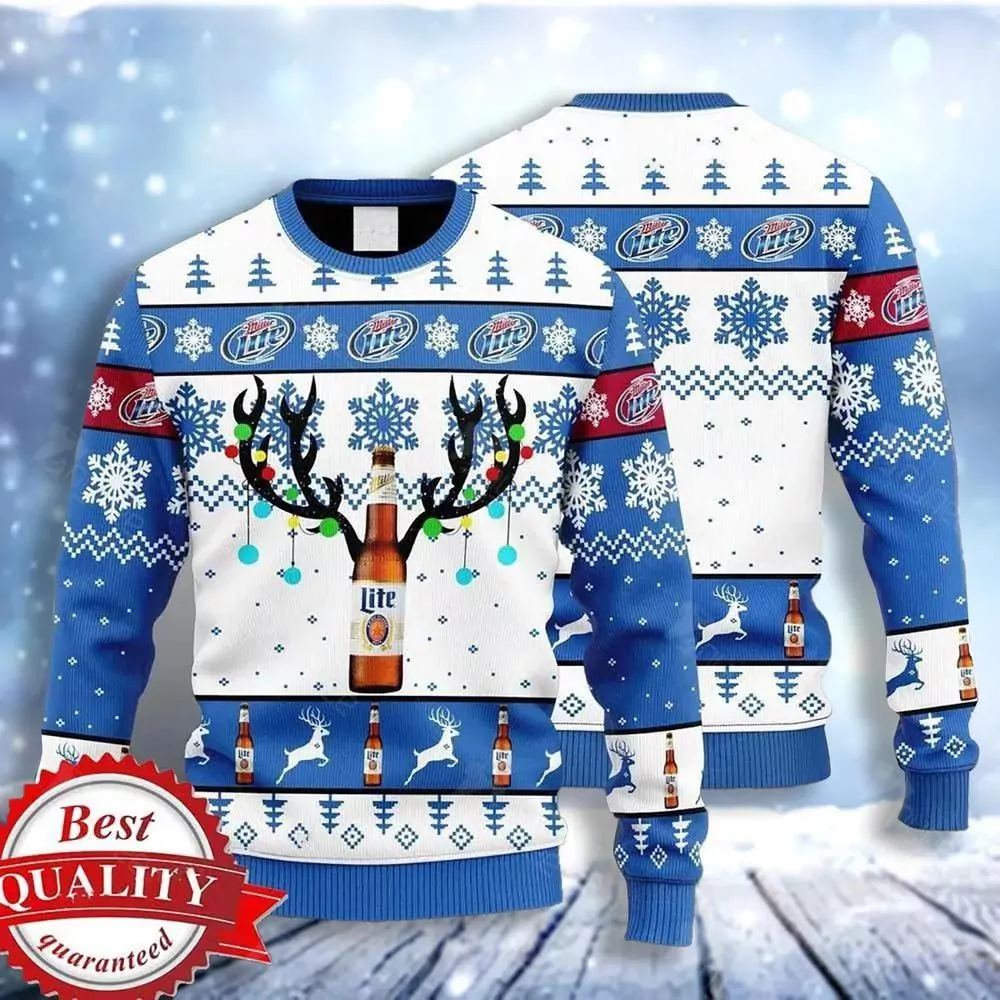 Miller Lite Christmas Royal Blue Limited 3d ugly sweatshirt