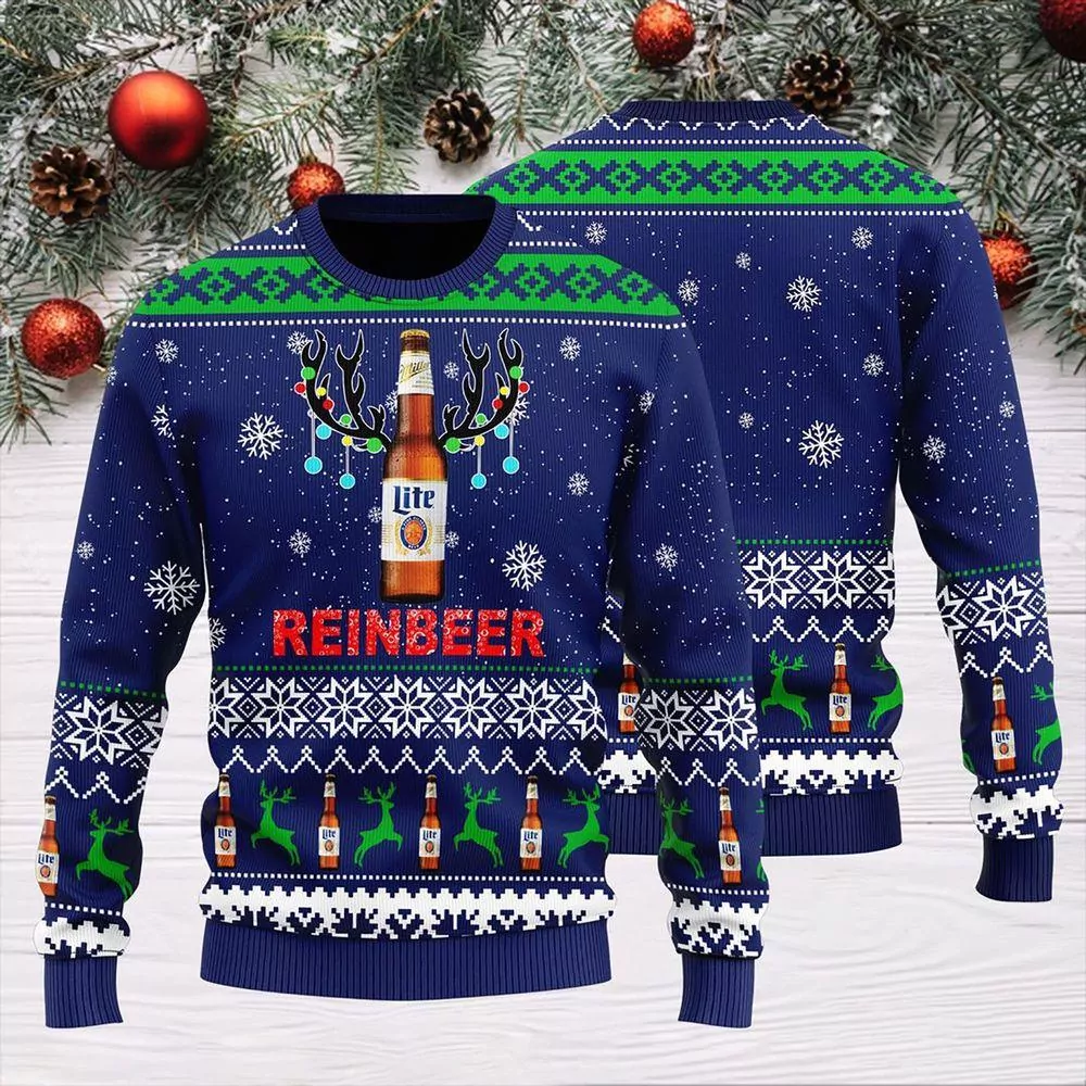 Miller Lite Christmas Royal Blue Limited 3d ugly sweatshirt