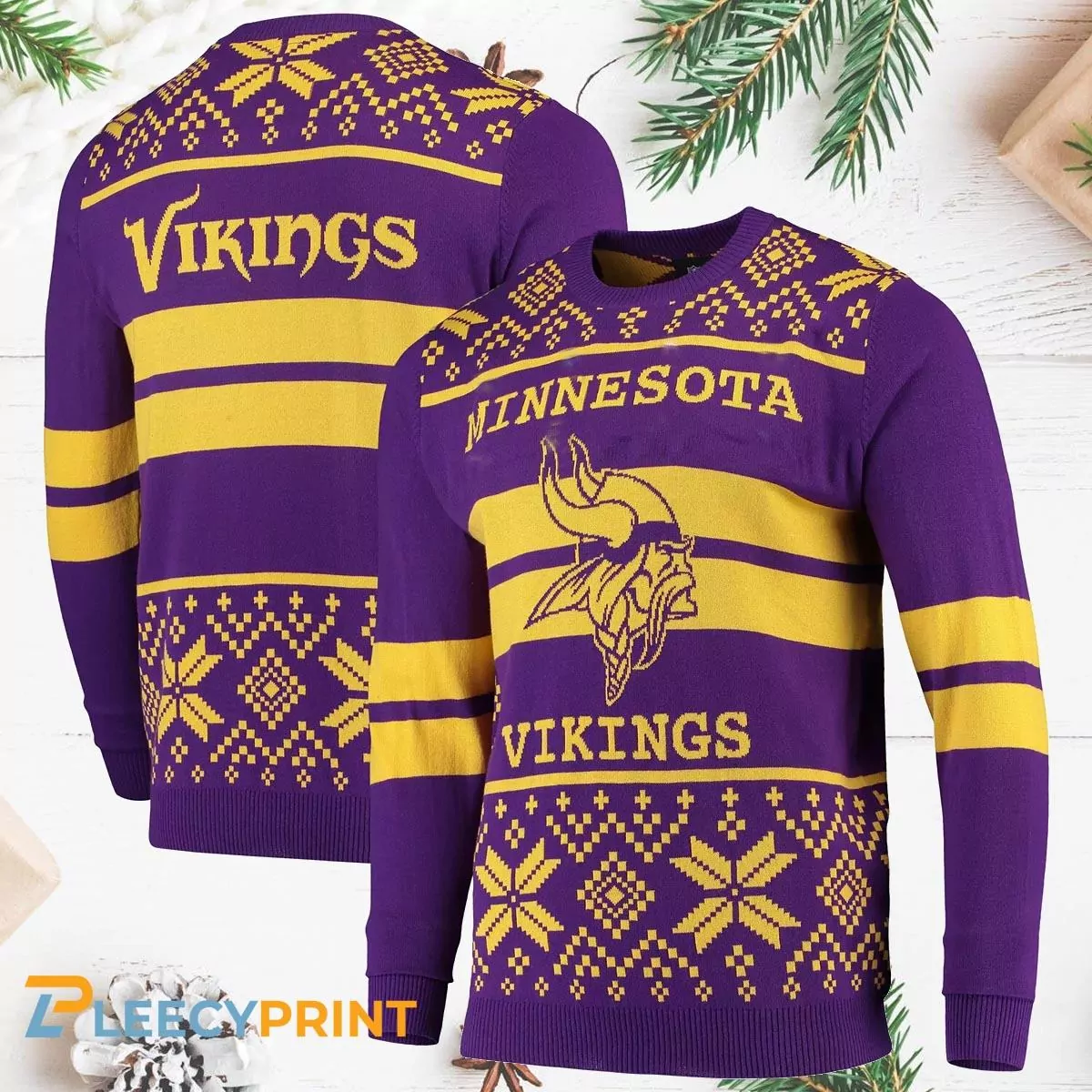 Minnesota Vikings Logo Checkered Flannel Square Design 3d ugly sweatshirt