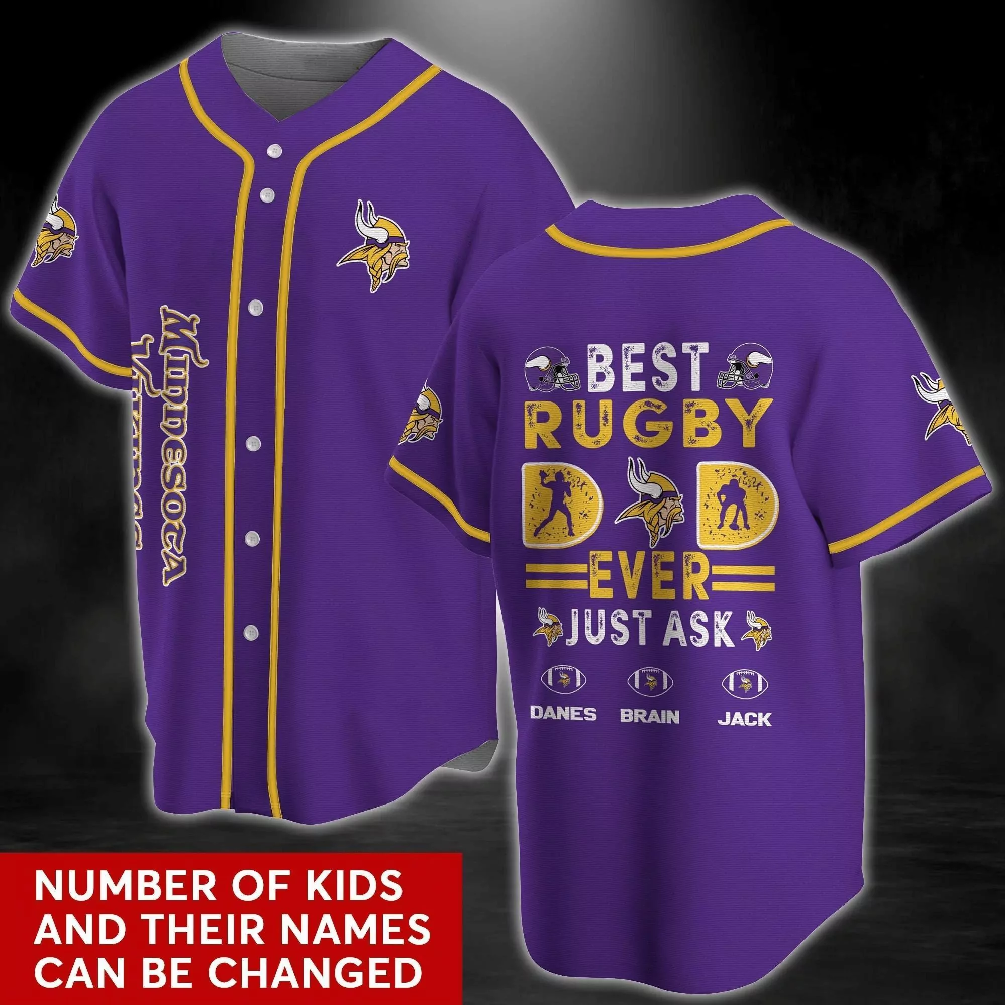 Minnesota Vikings NFL Grateful Dead Personalized Baseball 3d Baseball Shirt