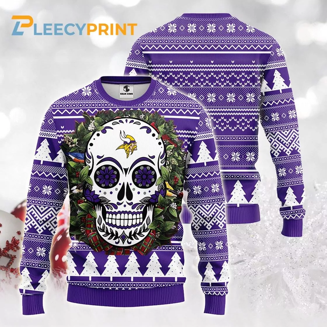 Minnesota Vikings Skull Flower Christmas 3d ugly sweatshirt
