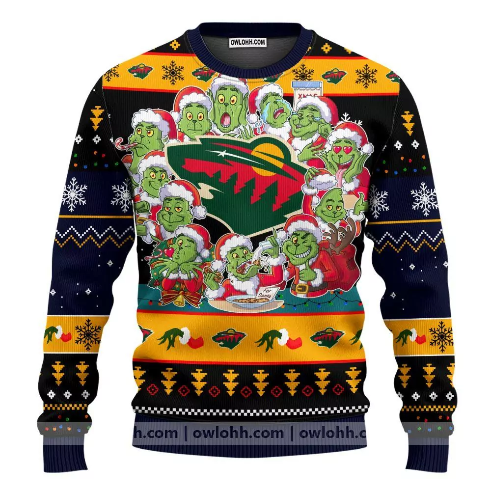 Minnesota Wild 12 Grinch Xmas Day Party Ideas Christmas Limited 3d ugly sweatshirt