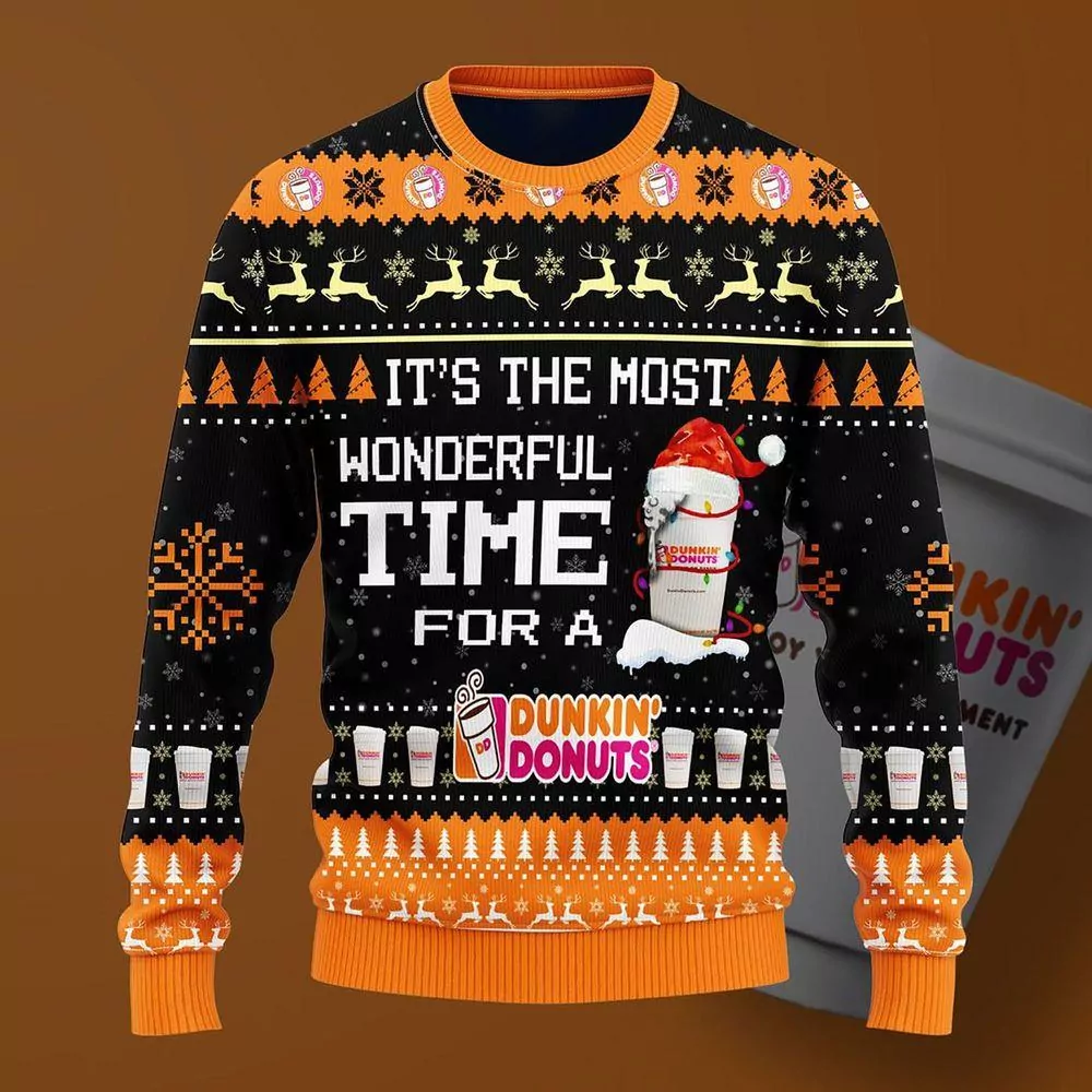 Most Wonderful Time For A Dunkin Donuts Christmas Awesome 3d ugly sweatshirt