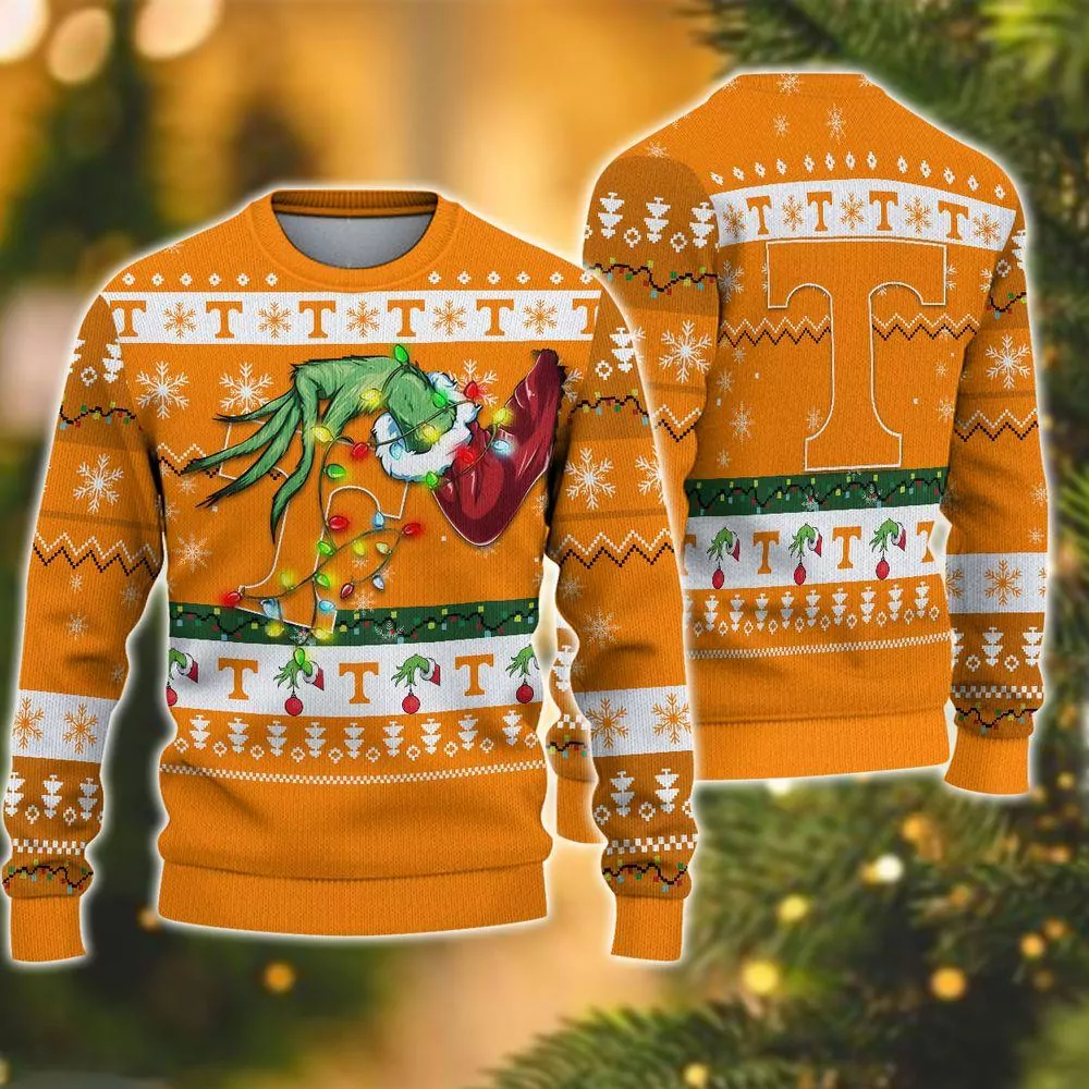 Ncaa Tennessee Volunteers Grinch Christmas 3d ugly sweatshirt
