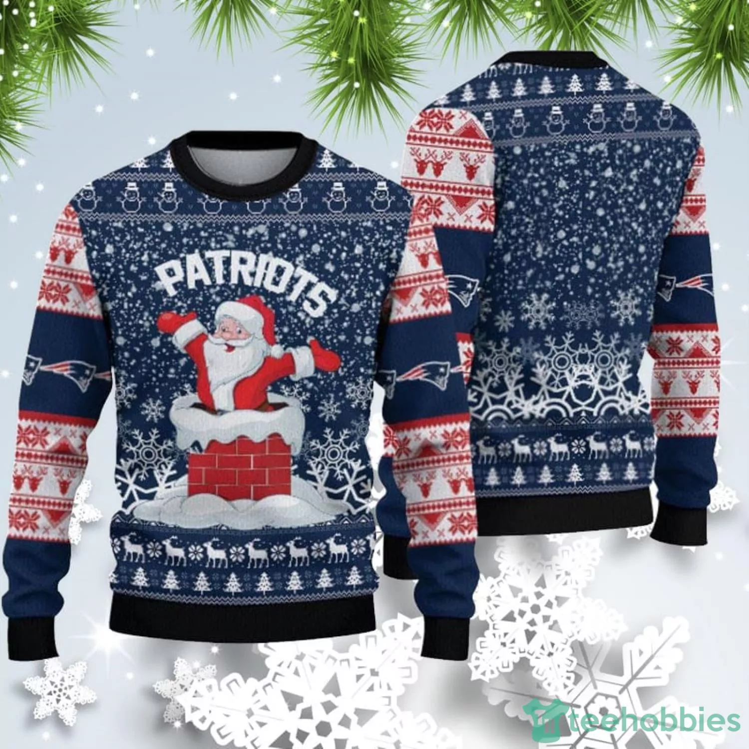 New England Patriots Christmas Santa Claus Pattern Christmas custom 3d ugly sweatshirt