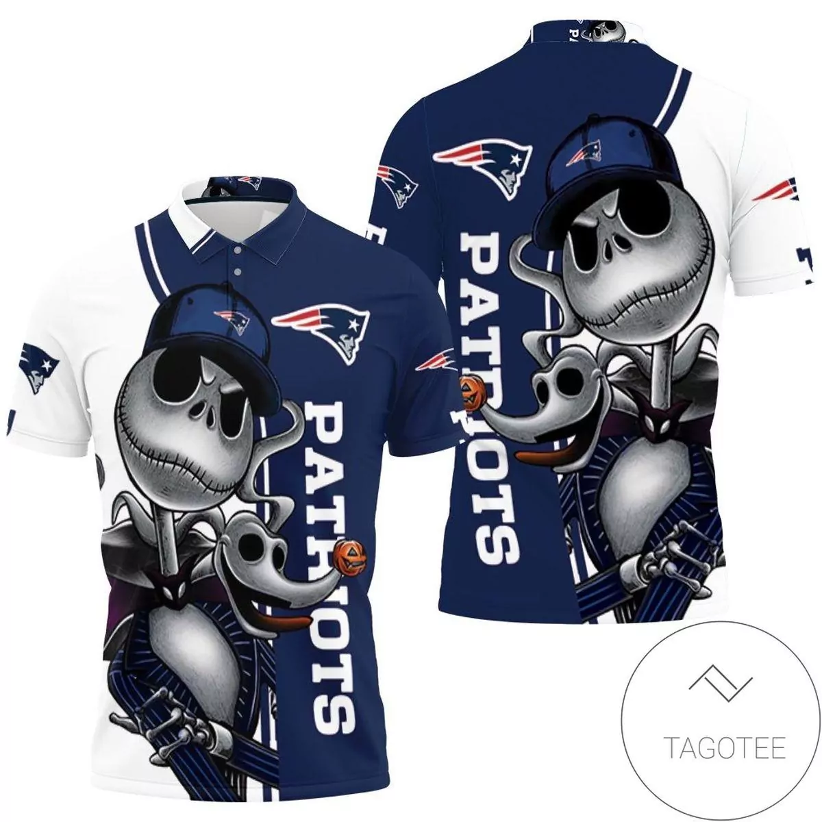 New England Patriots Jack Skellington And Zero 3d polo