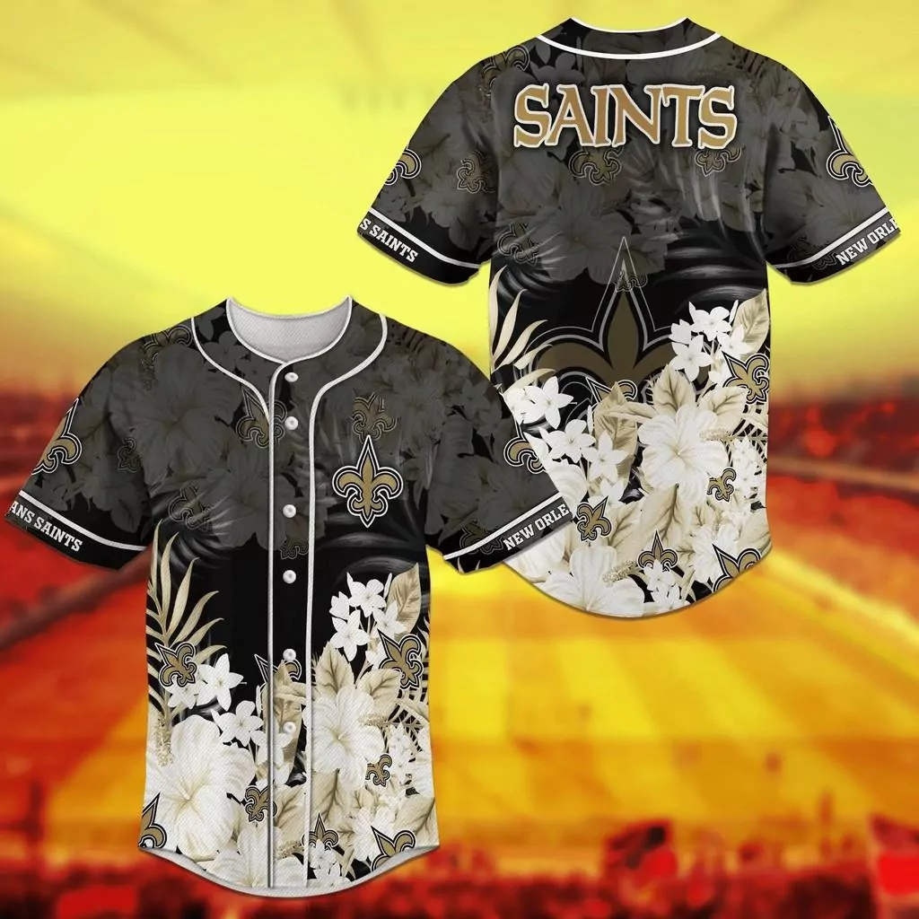 New Orleans Saints NFL Baseball Floral 3d Baseball Shirt