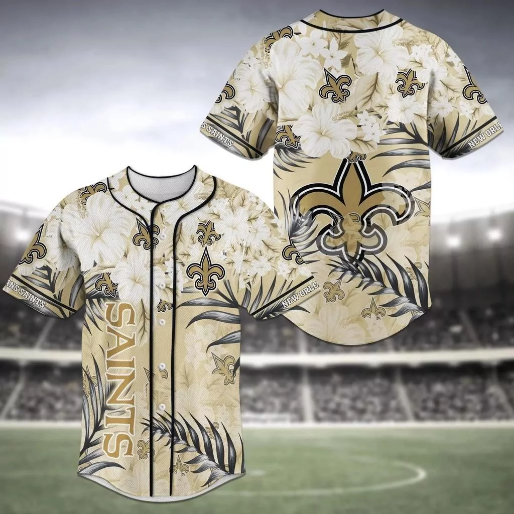 New Orleans Saints NFL Baseball Floral 3d Baseball Shirt