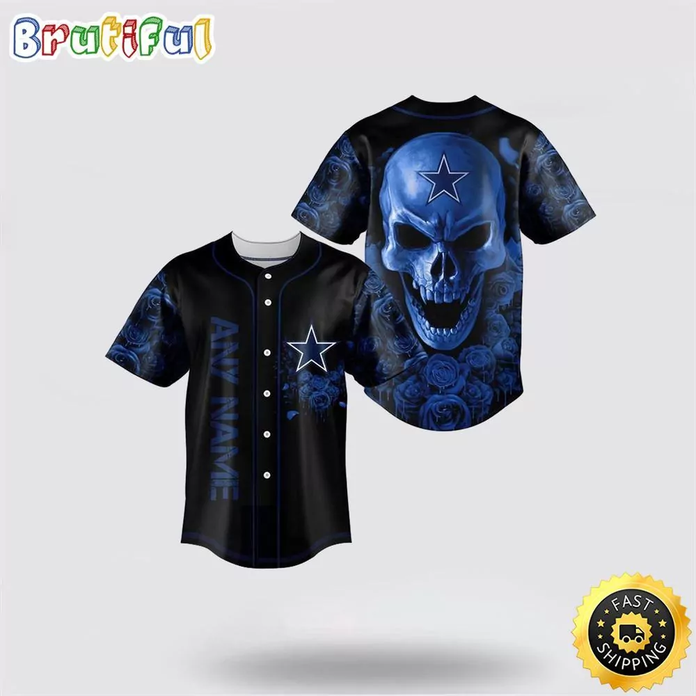 NFL Dallas Cowboys Baseball American Football Symbol Polynesian Pattern Blue 3d Baseball Shirt