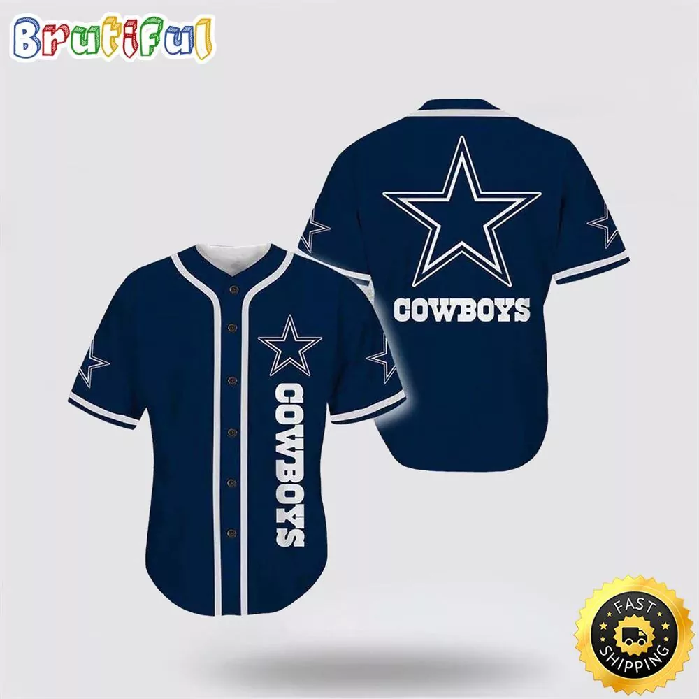 NFL Dallas Cowboys Baseball American Football Symbol Polynesian Pattern Blue 3d Baseball Shirt