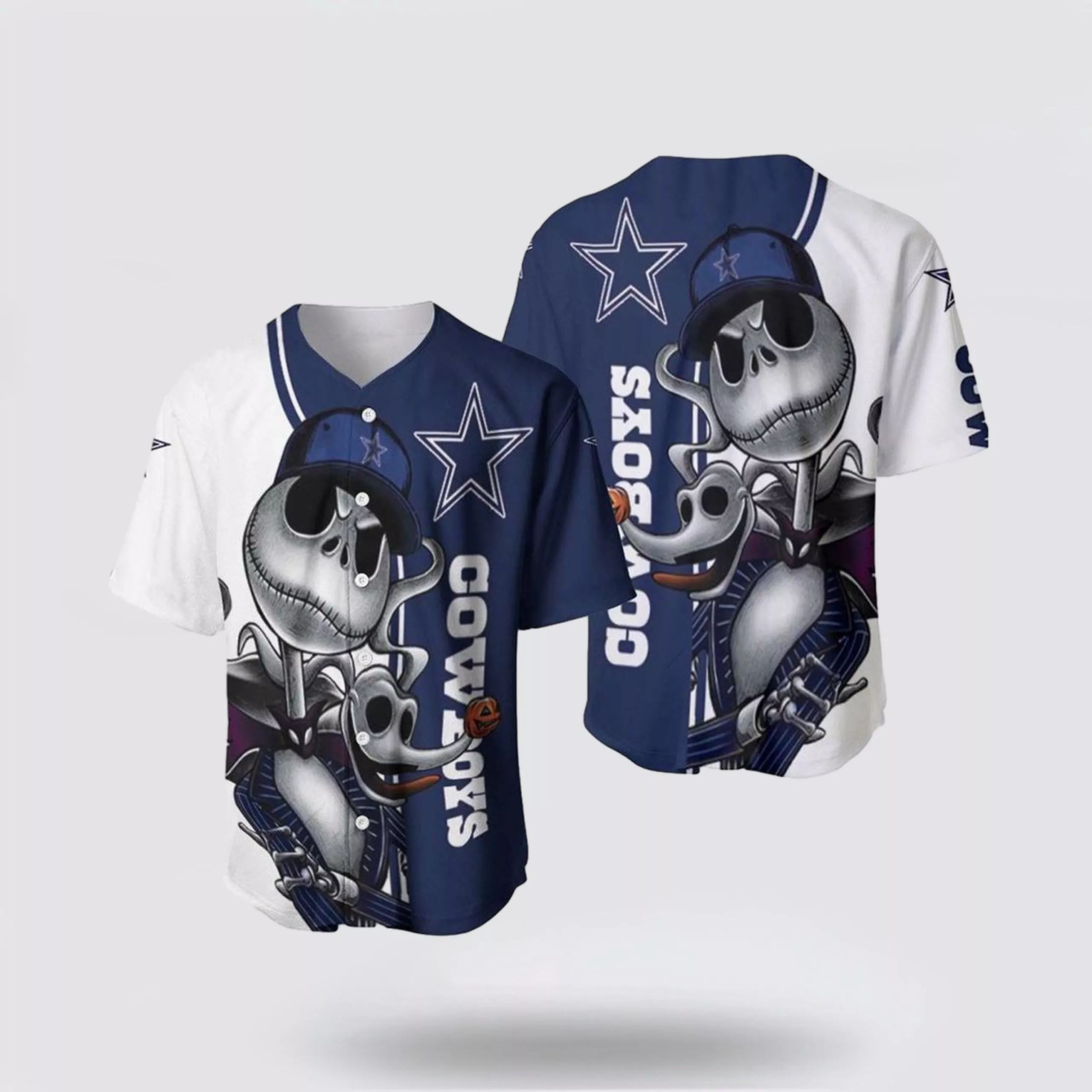 NFL Dallas Cowboys Baseball Jack Skellington And Zero Perfect Your Team Pride In Laid Back Fashion 3d Baseball Shirt