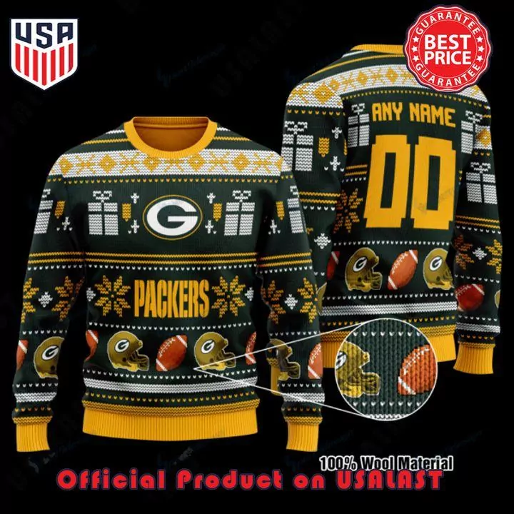 NFL Green Bay Packers Woolen Pattern Custom Name Christmas 3d ugly sweatshirt