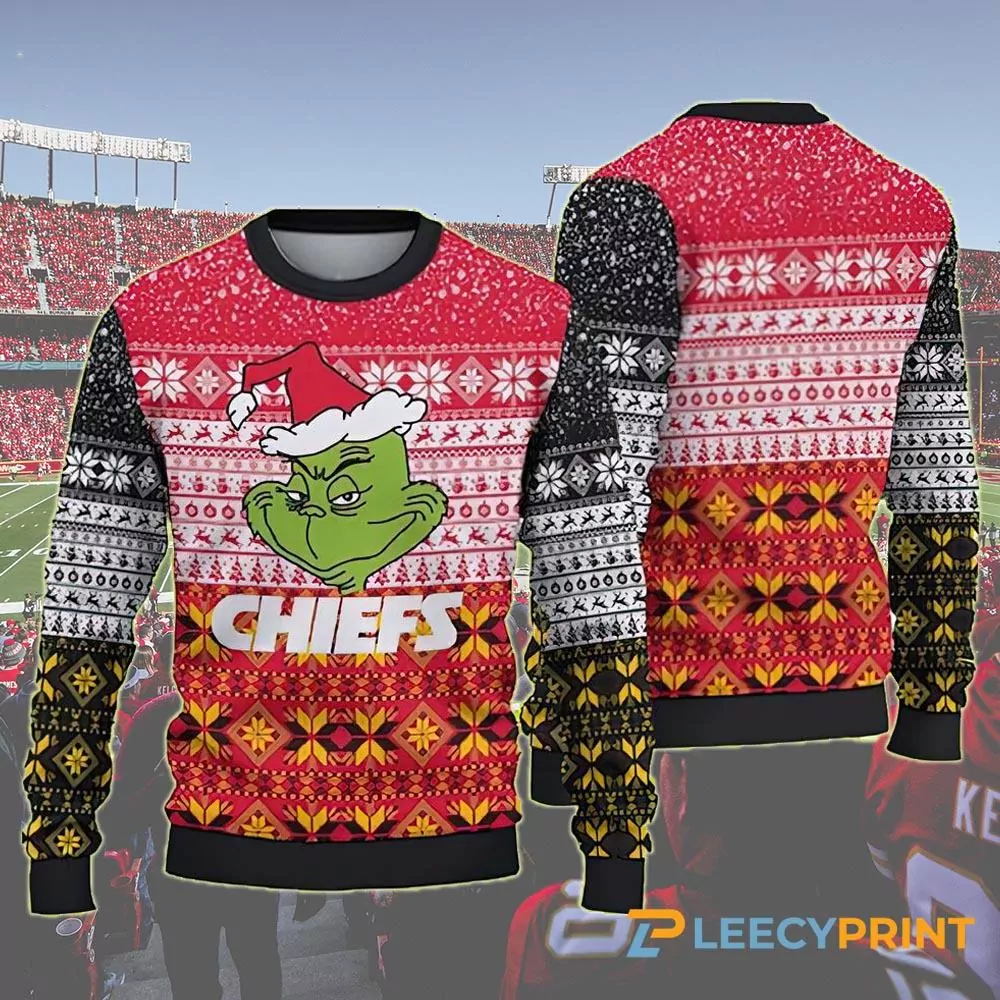 NFL Kansas City Chiefs & Grinch Collab Ultimate Christmas 3d ugly sweatshirt
