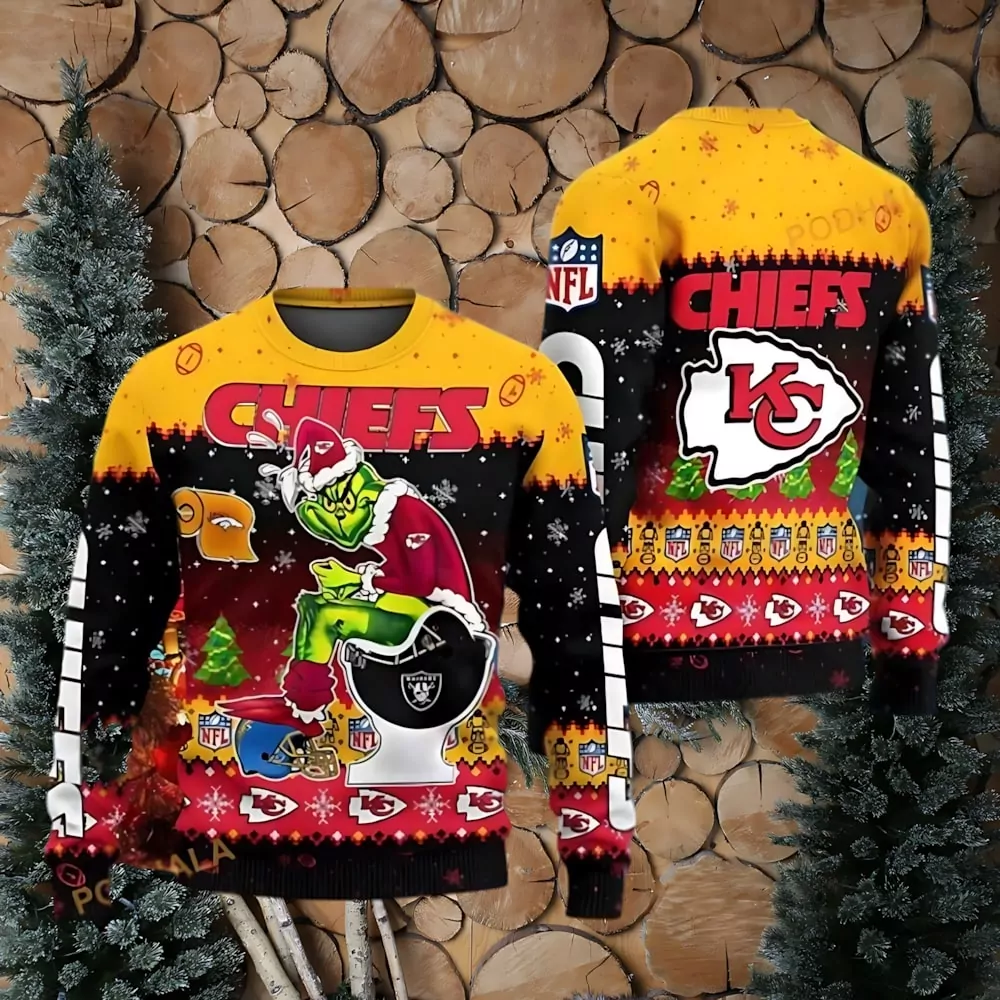 NFL Kansas City Chiefs & Grinch Collab Ultimate Christmas 3d ugly sweatshirt