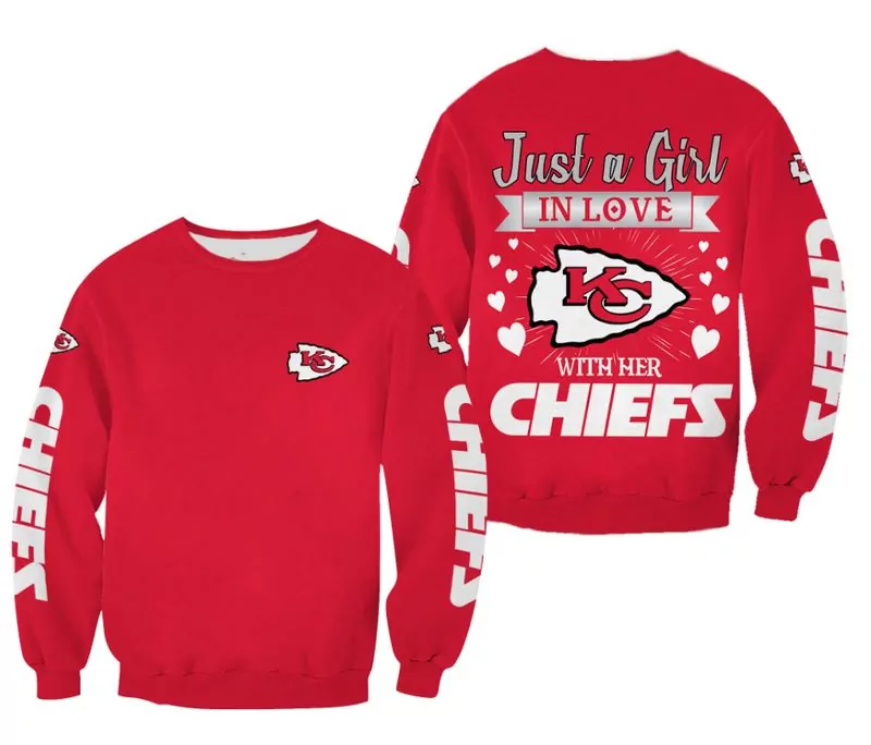 NFL Kansas City Chiefs Just a Girl in Love Limited Edition 17910 3d sweatshirt
