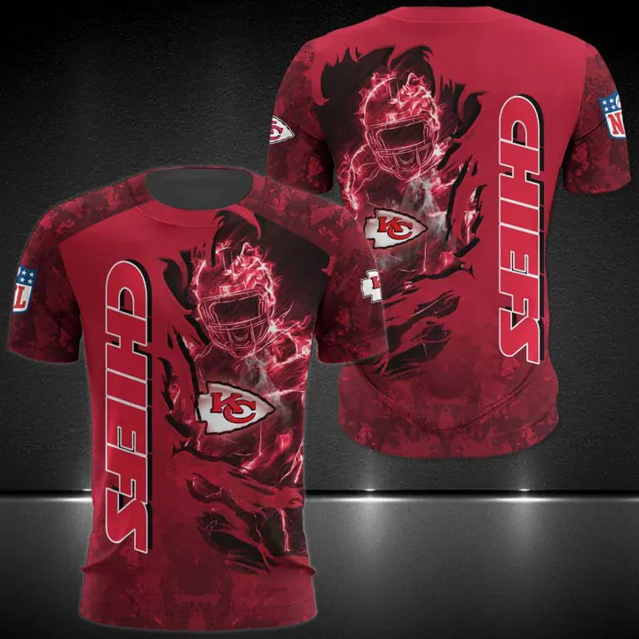 NFL Kansas City Chiefs Red Camo AOP 3d tshirt