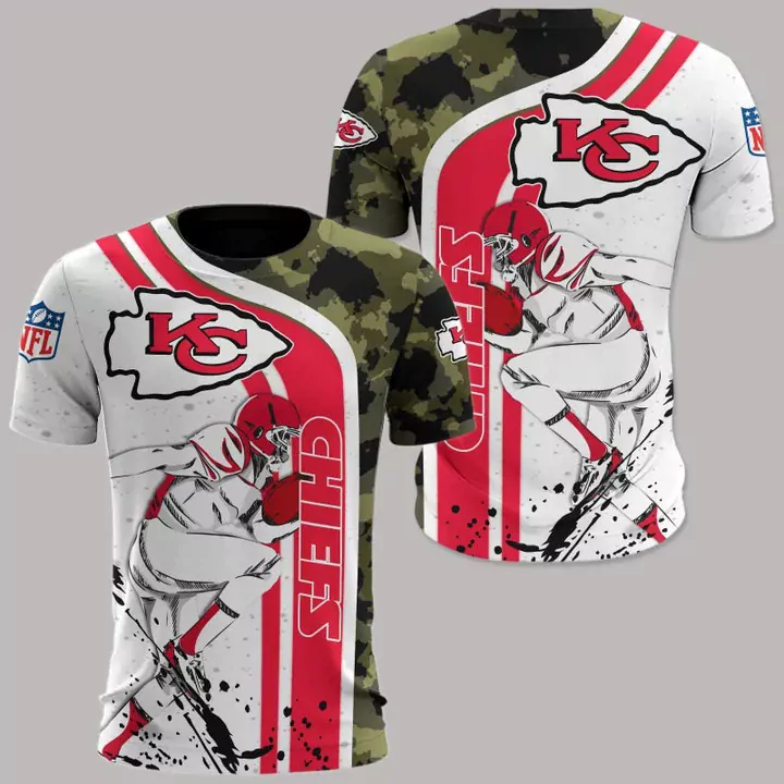 NFL Kansas City Chiefs Red Camo AOP 3d tshirt