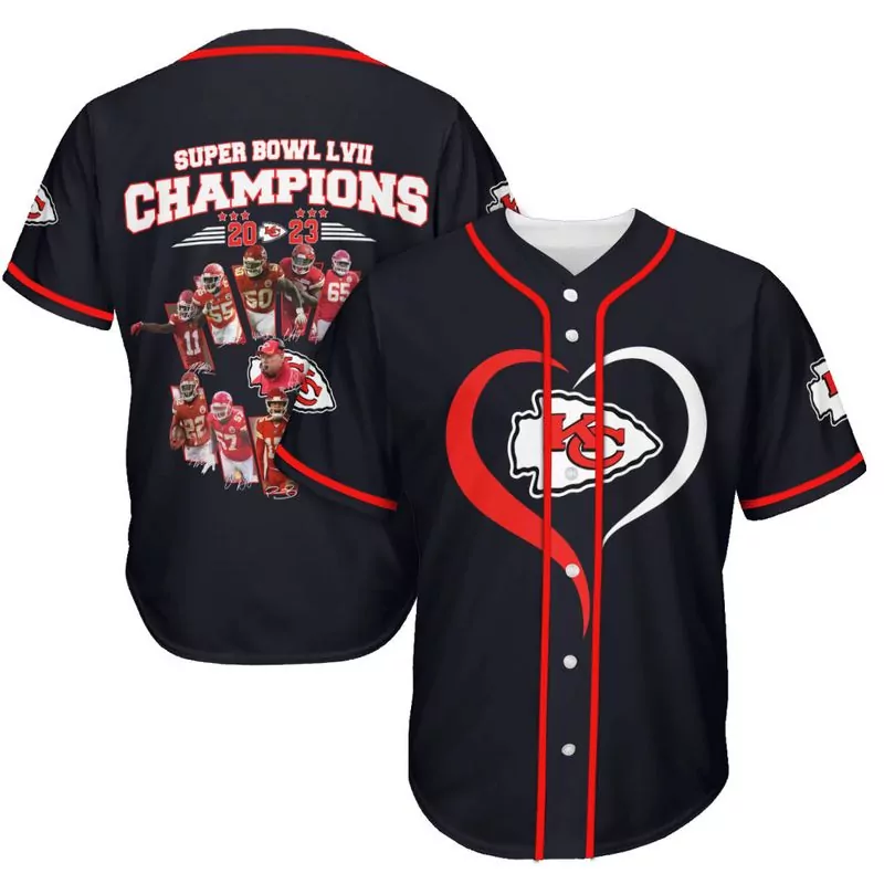 NFL Kansas City Chiefs Super Bowl LVII Champions Baseball 3d Baseball Shirt