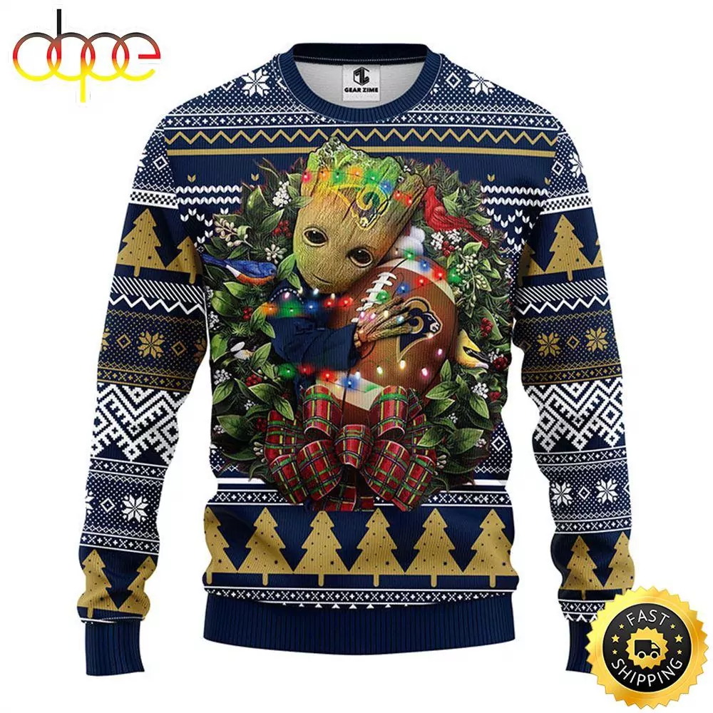NFL Los Angeles Rams Skull Flower Christmas 3d ugly sweatshirt