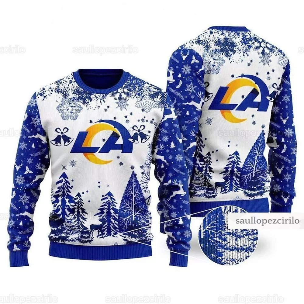 NFL Los Angeles Rams Skull Flower Christmas 3d ugly sweatshirt