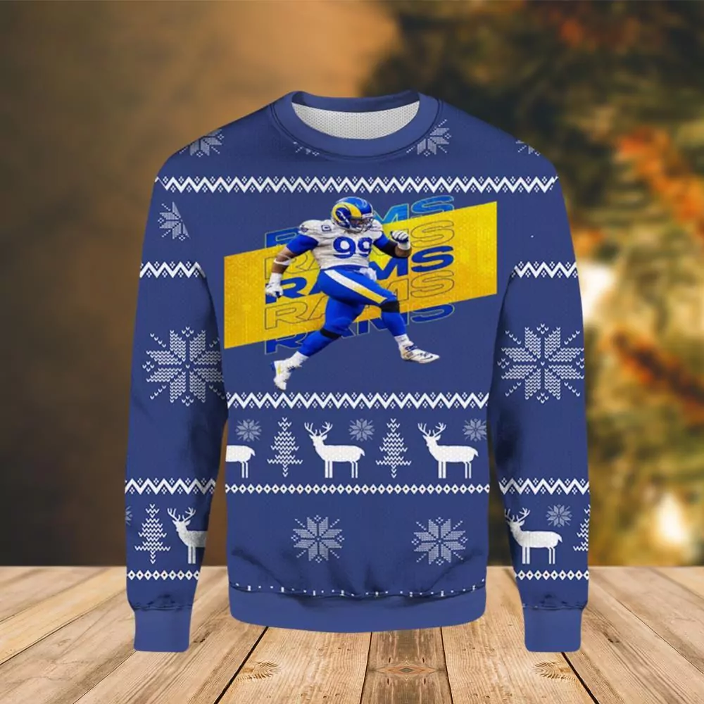 NFL Los Angeles Rams Skull Flower Christmas 3d ugly sweatshirt
