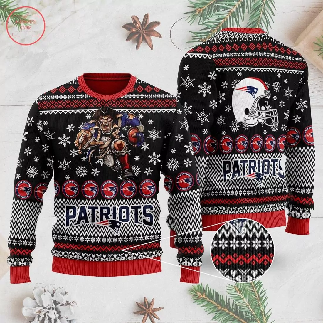 NFL New England Patriots Christmas custom name 3d ugly sweatshirt
