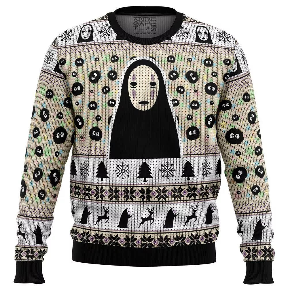 No Face And Soot Sprites Spirited Away Studio Ghibli Christmas 3d ugly sweatshirt