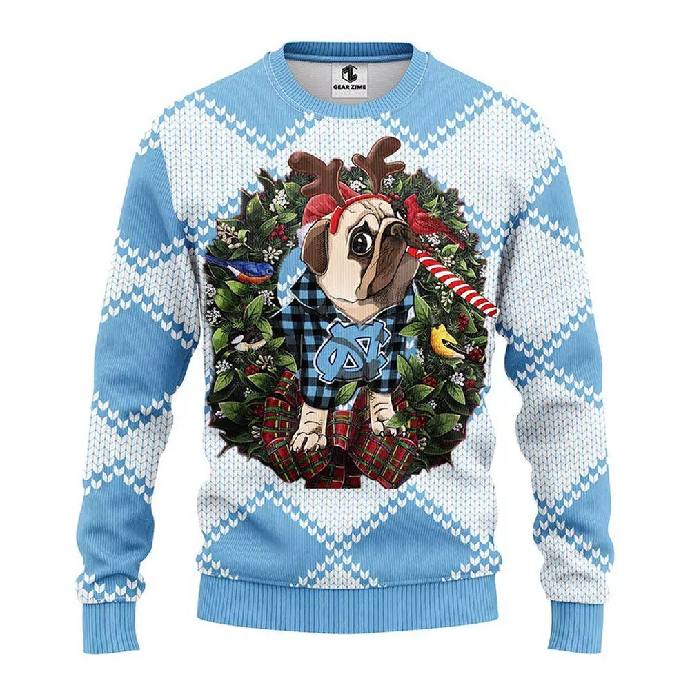 North Carolina Tar Heels Pub Dog Party Ideas Christmas Awesome 3d ugly sweatshirt