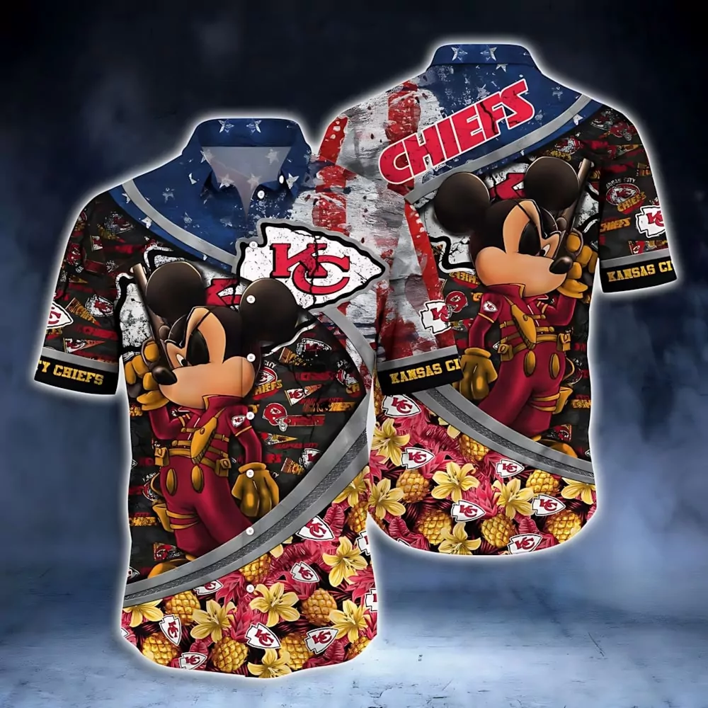 Patriotic Kansas City Chiefs Aloha Mickey Mouse Edition Hawaiian 3d hawaiian Shirt