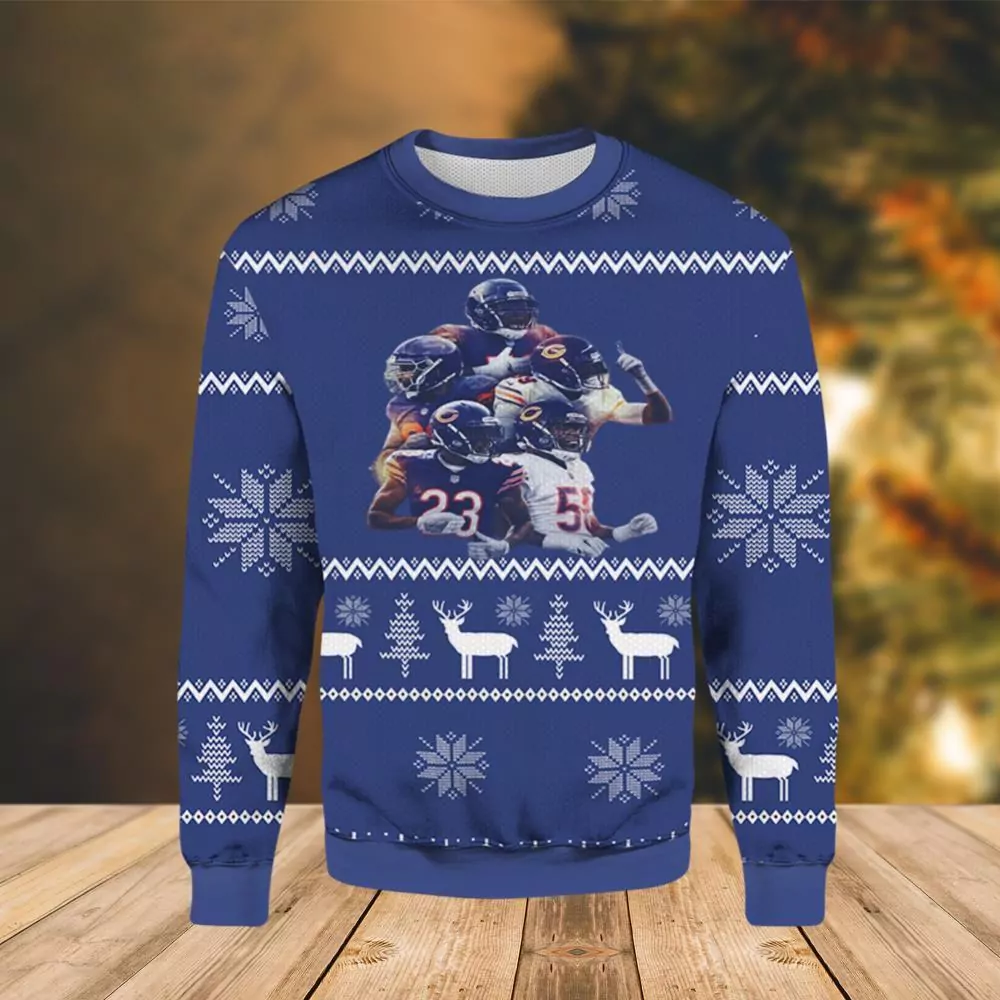 Personalized Chicago Bears Custom Name Number Ice Flower In Dark Christmas Chicago Bears Christmas 3d ugly sweatshirt