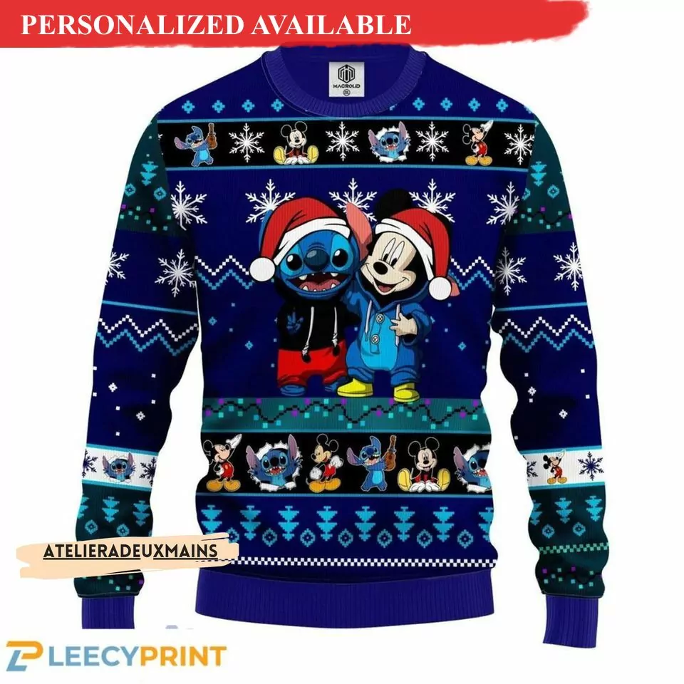 Personalized Christmas Stitch Disney Stitch Holiday Christmas 3d ugly sweatshirt