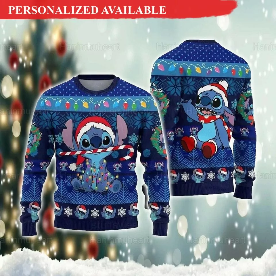 Personalized Christmas Stitch Disney Stitch Holiday Christmas 3d ugly sweatshirt