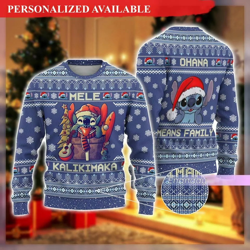 Personalized Christmas Stitch Disney Stitch Holiday Christmas 3d ugly sweatshirt