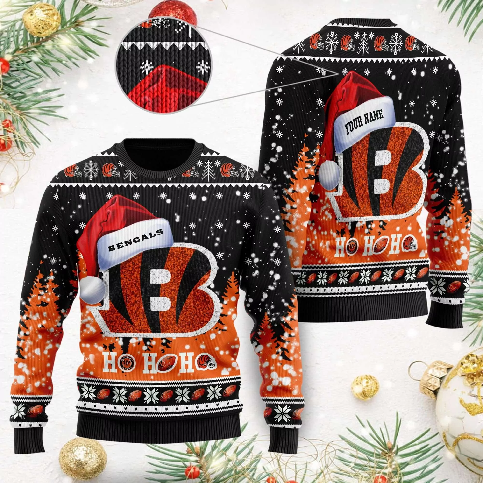 Personalized Cincinnati Bengals NFL Black Christmas Cincinnati Bengals 3d ugly sweatshirt