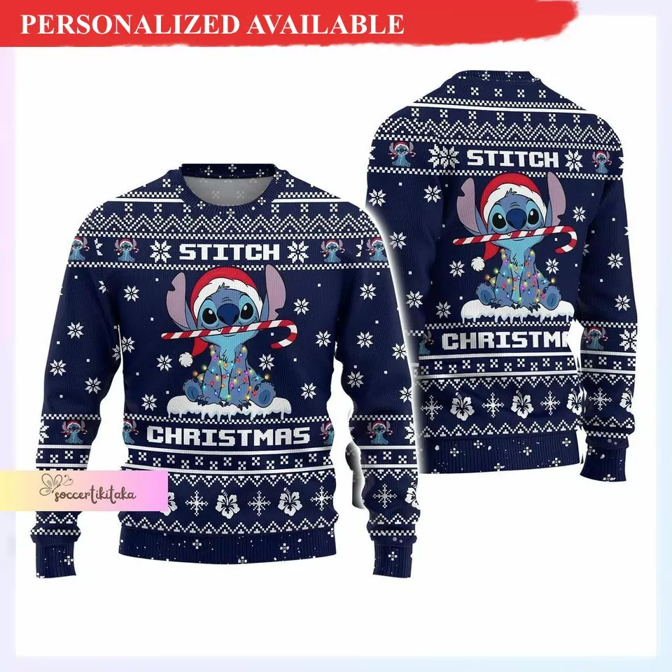 Personalized Disney Stitch Christmas 3d ugly sweatshirt