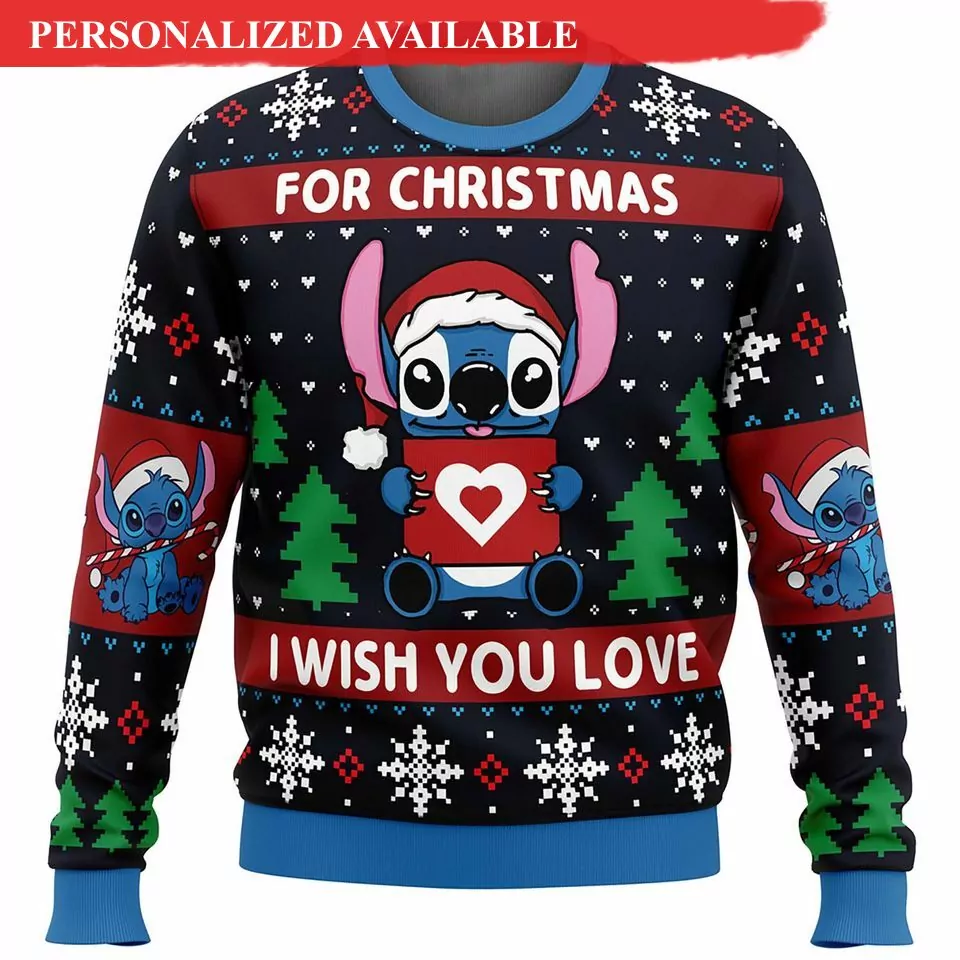 Personalized Disney Stitch Christmas 3d ugly sweatshirt