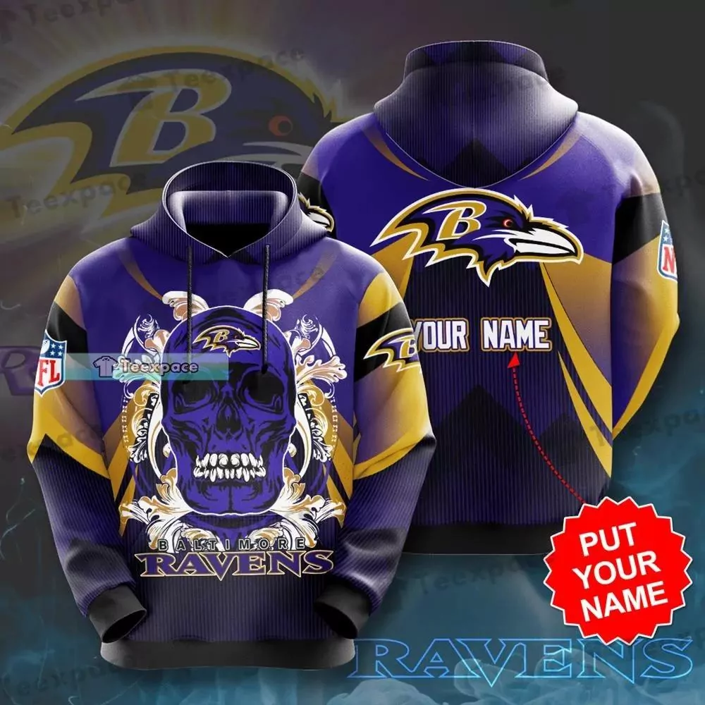 Personalized Floral Skull Baltimore Ravens 3d
