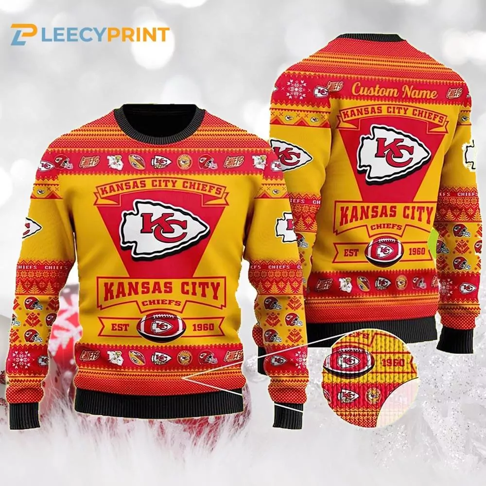 Personalized Kansas City Chiefs Custom Name Number 3d ugly sweatshirt