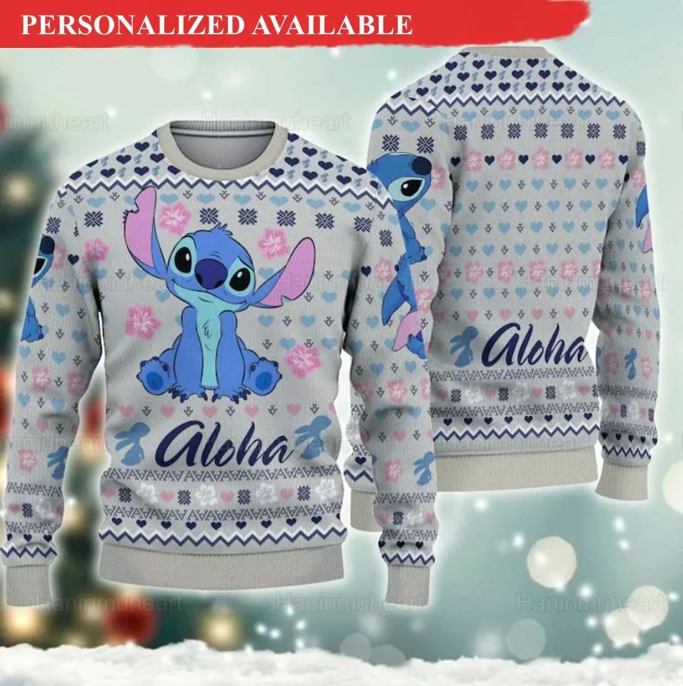 Personalized Lilo And Stitch Disney Christmas 3d ugly sweatshirt