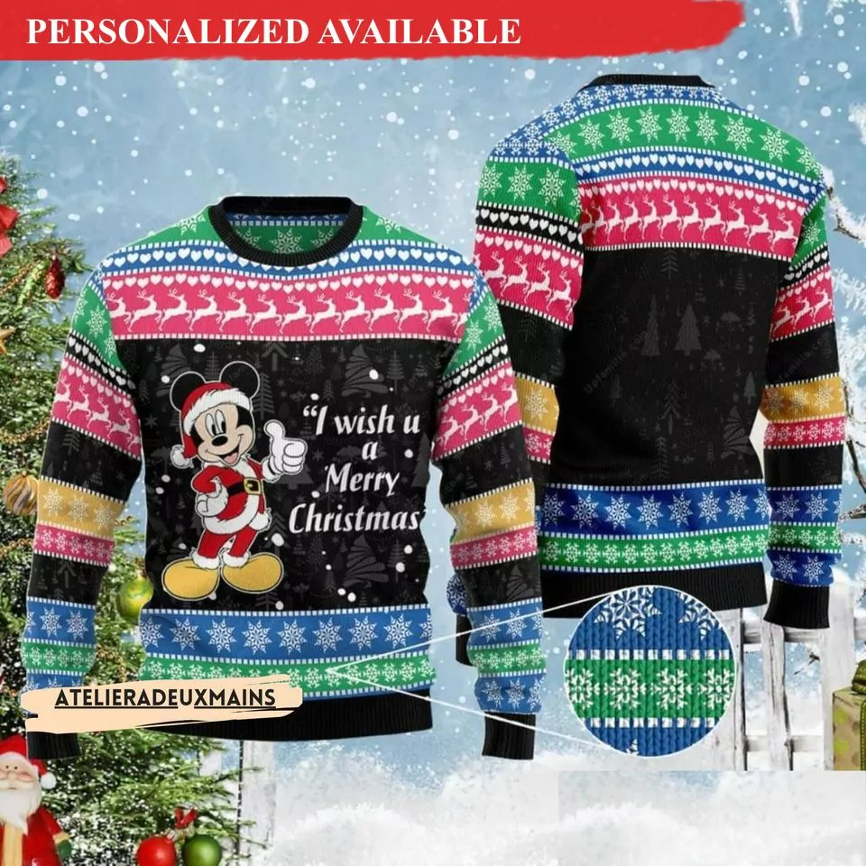 Personalized Mickey Mouse Disney Christmas 3d ugly sweatshirt