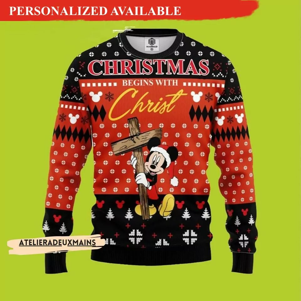 Personalized Mickey Mouse Disney Christmas 3d ugly sweatshirt