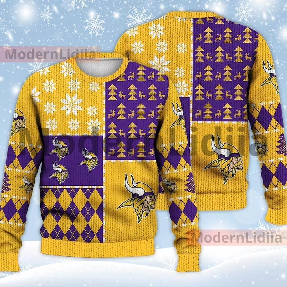 Personalized Name Minnesota Vikings Purple 3d ugly sweatshirt