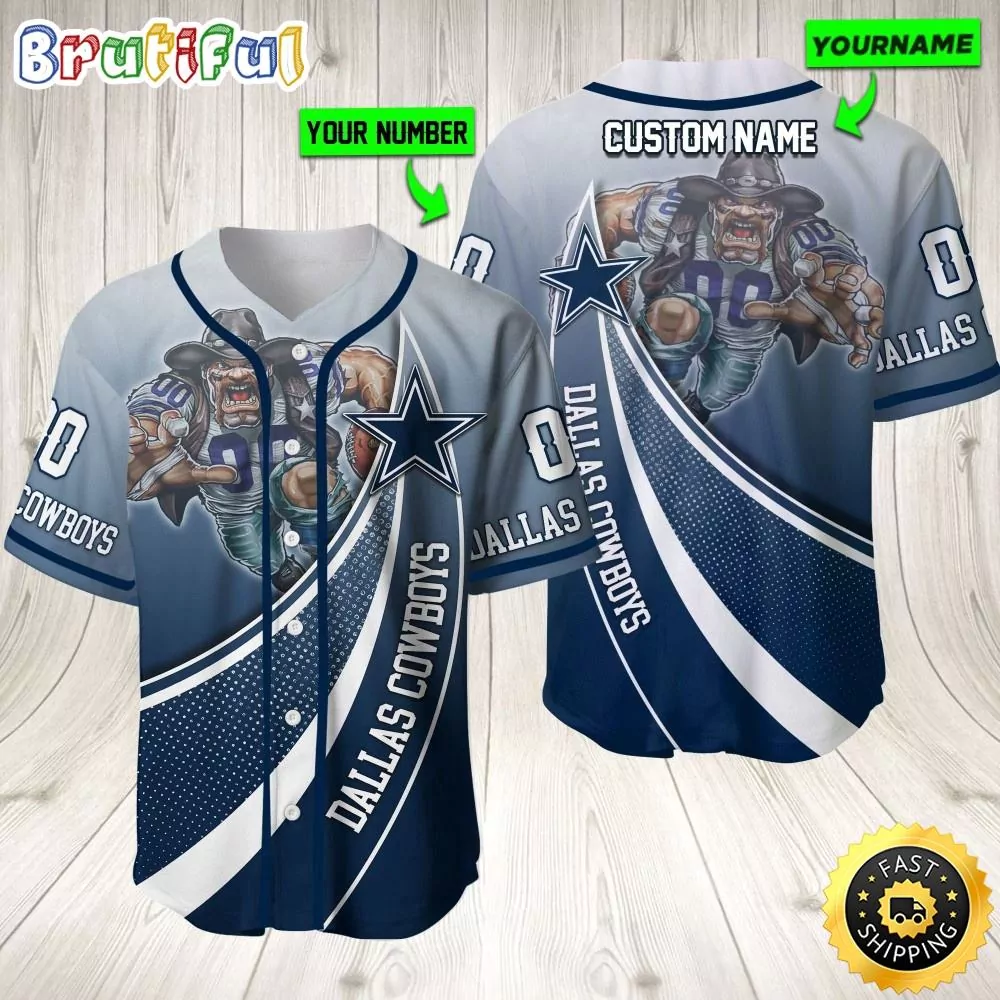 Personalized NFL Dallas Cowboys Baseball Mascot Art 3d Baseball Shirt