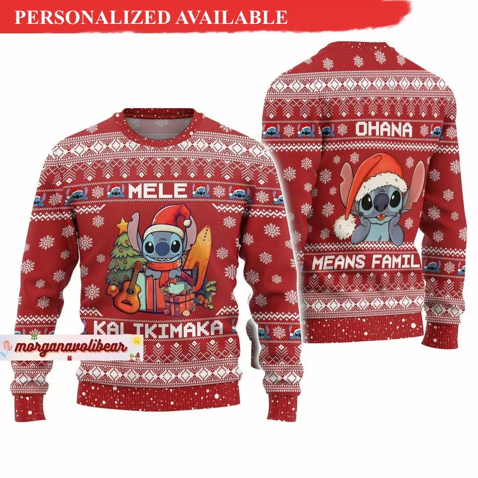 Personalized Stitch Ohana Means Family Stitch Disney Christmas 3d ugly sweatshirt