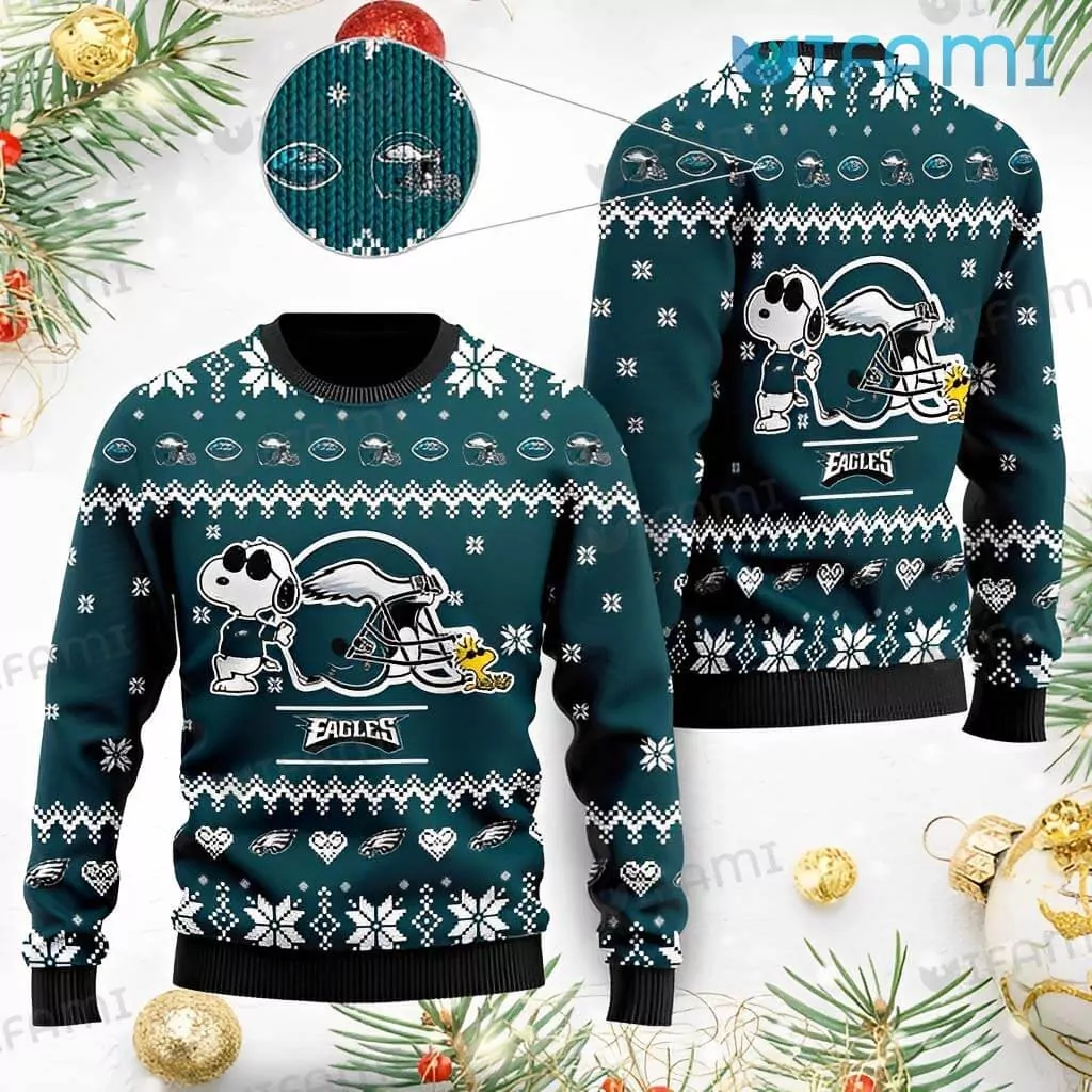 Philadelphia Eagles Christmas Santa Skull Pattern Philadelphia Eagles Gift 3d ugly sweatshirt