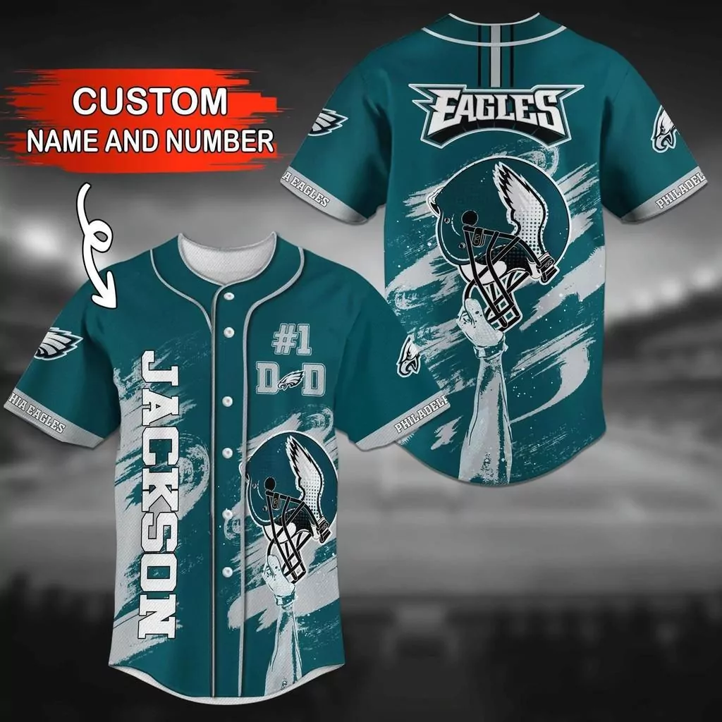Philadelphia Eagles NFL Baseball with Flower Skeleton Design 3d Baseball Shirt