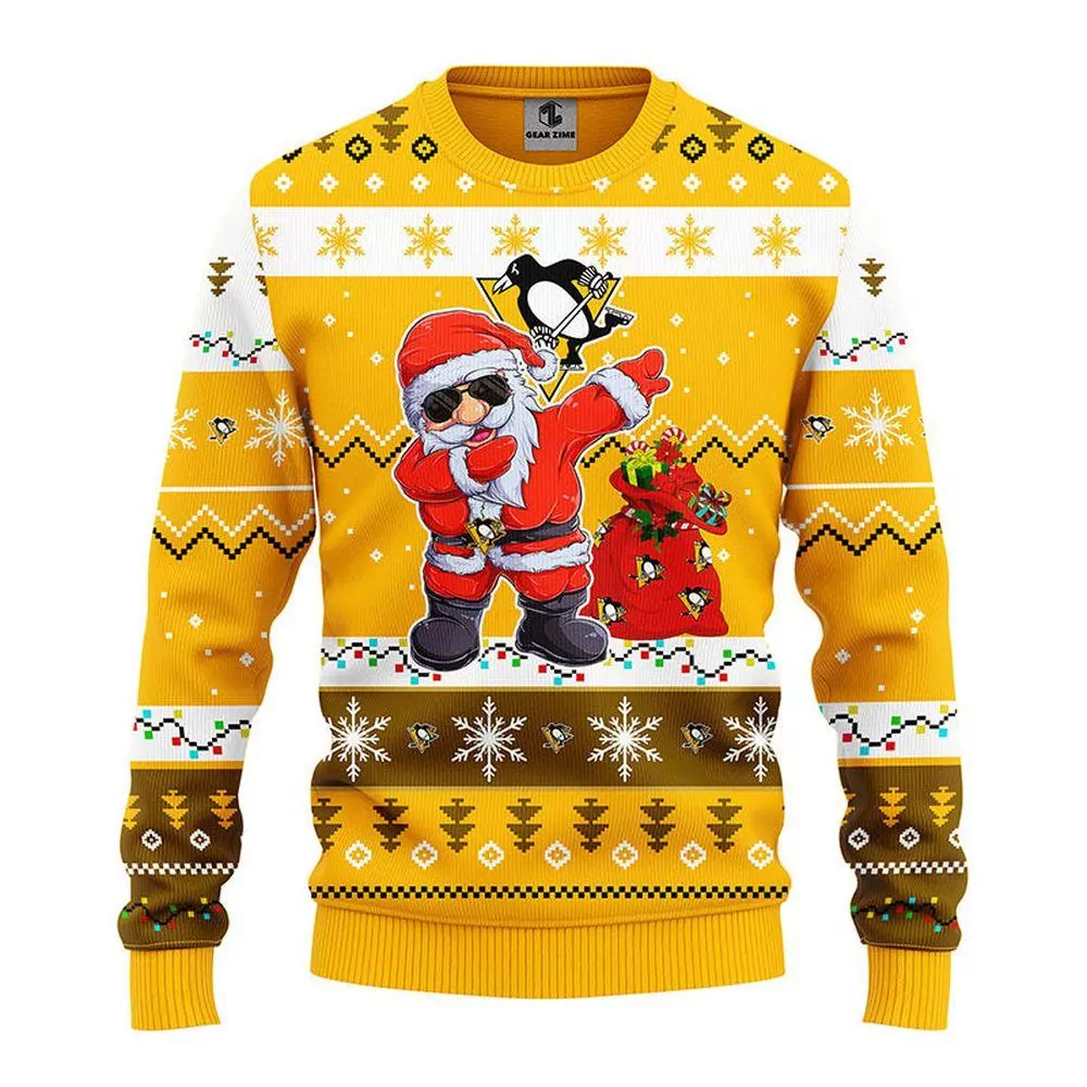 Pittsburgh Penguins Dabbing Santa Claus Party Ideas Christmas 3d ugly sweatshirt