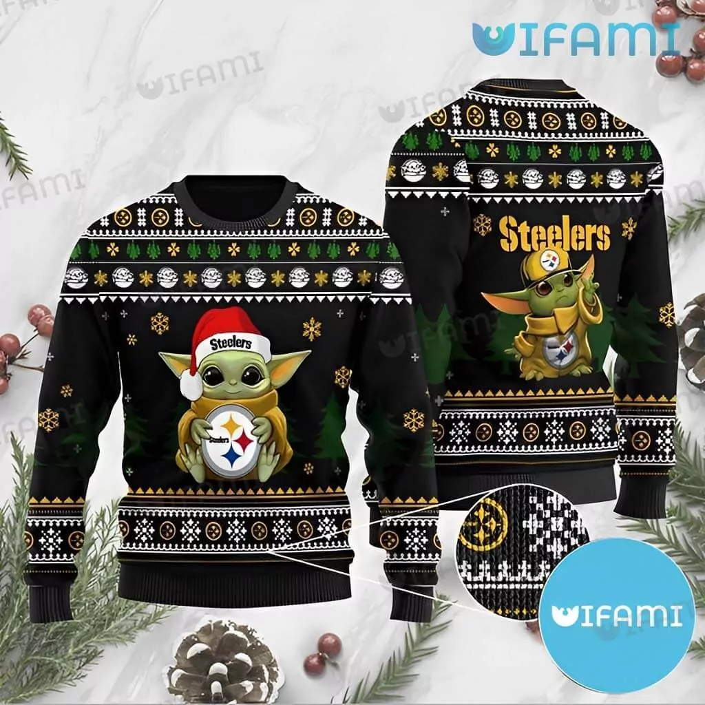 Pittsburgh Steelers Christmas Baby Yoda Logo Pittsburgh Steelers Gift 3d ugly sweatshirt