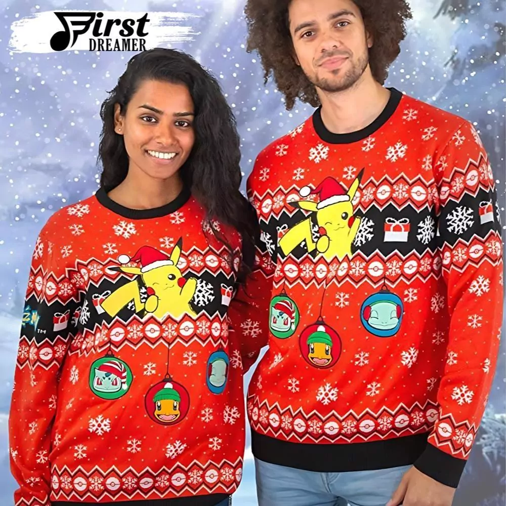 Pokemon Christmas Pikachu And Friend Christmas Jumpers 3d ugly sweatshirt