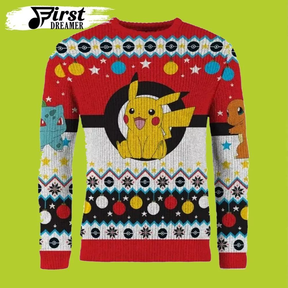 Pokemon Christmas Pikachu And Friend Christmas Jumpers 3d ugly sweatshirt
